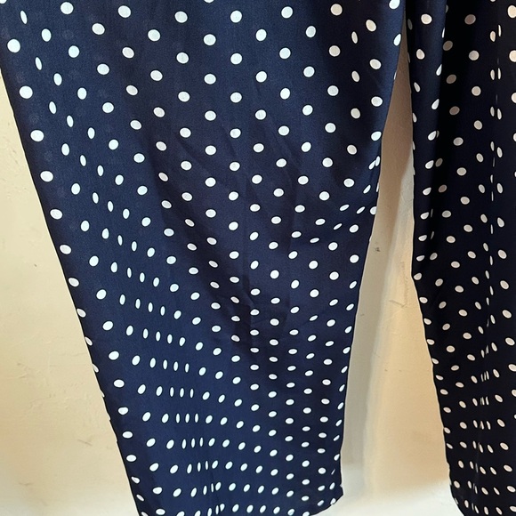 SHEIN Navy/White Polka Dot Wide Leg Elastic Waist & Belt Career Pantsuit Sz M - Picture 7 of 9